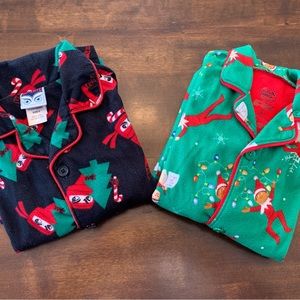 (2 pair) Boy’s Christmas button up pajama sets